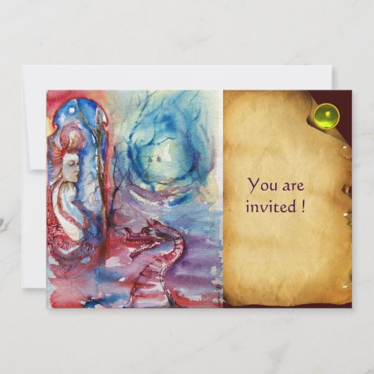 モルガナ様とドラゴンの羊皮紙 黄色の宝石 招待状 (正面)
