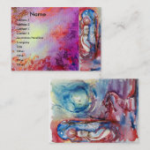 モルガナ、湖のドラゴン金ゴールド紫のフローラ渦巻き 名刺 (正面/裏面)