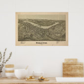 モルガンタウンW.バージニア1897アンティークパノラママップ ポスター (キッチン)