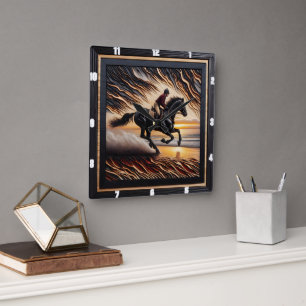 モルガン・ウォーター・ギャロップ:シャーレッド・グレイン・アートワーク スクエア壁時計