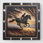 モルガン・ウォーター・ギャロップ:シャーレッド・グレイン・アートワーク スクエア壁時計 (正面)