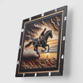 モルガン・ウォーター・ギャロップ:シャーレッド・グレイン・アートワーク スクエア壁時計 (傾斜)