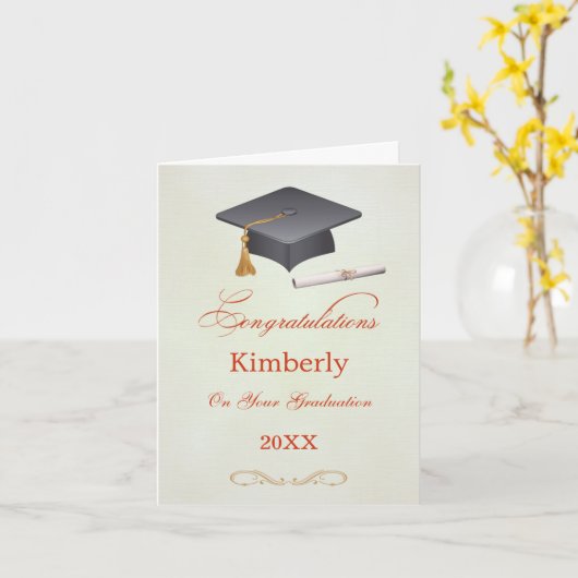 モルタルおよび卒業証書おめでとうございますカード カード (黄色い花)