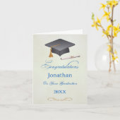 モルタルと卒業証書の卒業祝いカード カード (黄色い花)