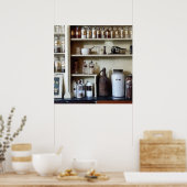 モルタルと杵と棚のボトル ポスター (キッチン)