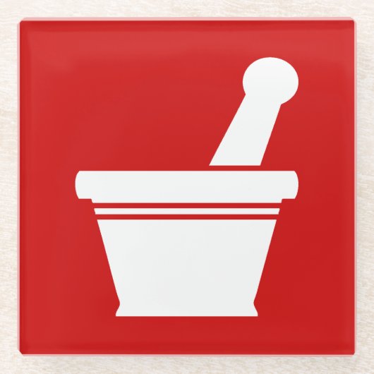 モルタルと杵 ガラスコースター (正面)