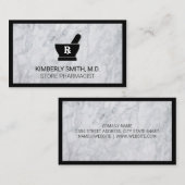 モルタルと杵 | 白大理石黒縁ど 名刺 (正面/裏面)