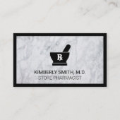 モルタルと杵 | 白大理石黒縁ど 名刺 (正面)
