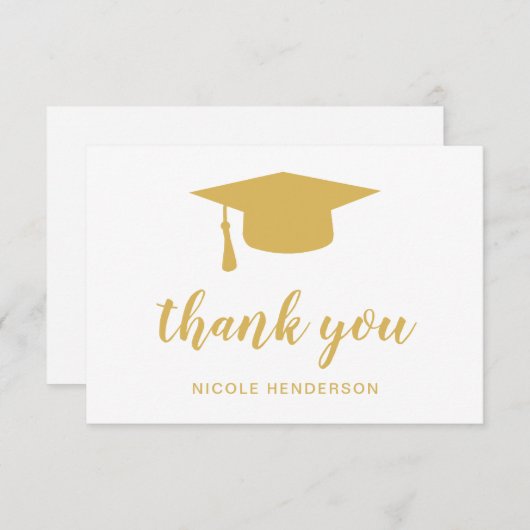 モルタルエレガントボードフェイク金ゴールド卒業 サンキューカード (正面/裏面)
