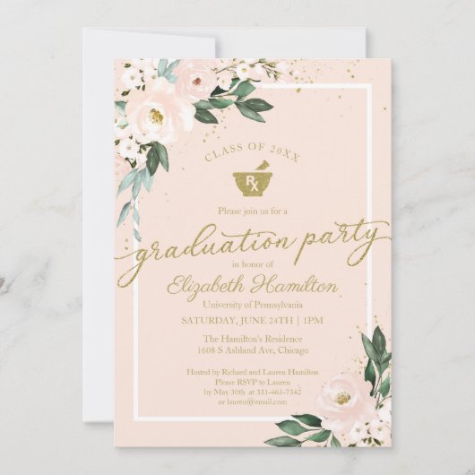 モルタルペッスル薬局グラードパーティーピンクフローラ 招待状 (正面)