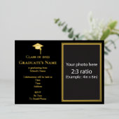 モルタルボードフォイルカード付き卒業招待状 箔招待状 (立ち正面)