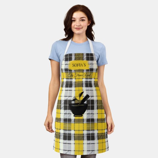 モルタルモチーフのソフィアのフレーバー反乱軍プレイドエプロン エプロン (着用した状態)