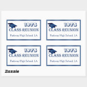 モルタル、クラス懇親会ブルー、ホワイト任意の年ステッカー 長方形シール (シート)