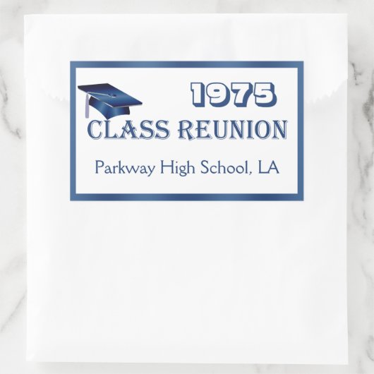 モルタル、クラス懇親会ブルー、ホワイト任意の年ステッカー 長方形シール (バッグ)