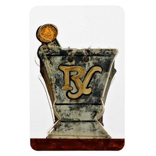 モルタル&ペッスルAtopヴィンテージ薬局のサイン写真 マグネット (縦)