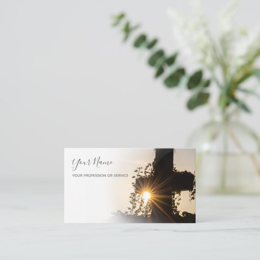 モルティシャンのブシンのための黄金の夕日と聖なる十字架 名刺 (スタンド正面)