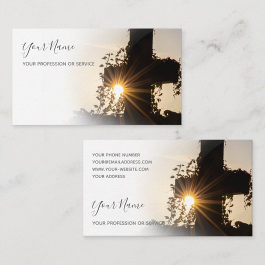 モルティシャンのブシンのための黄金の夕日と聖なる十字架 名刺 (正面/裏面)