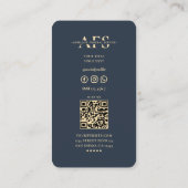 モルティシャン葬儀モノグラムダークブルーモダン 名刺 (裏面)