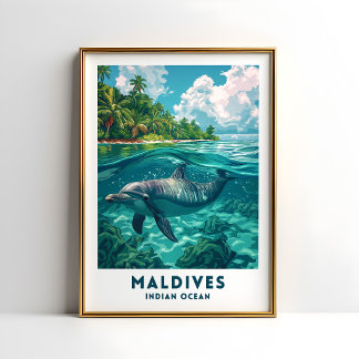 モルディブのイルカの旅ポスター壁画 ポスター