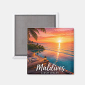 🧲 モルディブのサンセットエスケープ旅行の思い出 🌅 マグネット (正面/裏面)