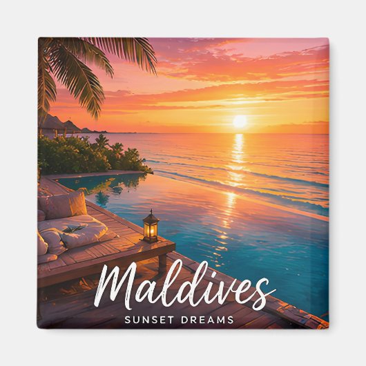 🧲 モルディブのサンセットエスケープ旅行の思い出 🌅 マグネット (正面)
