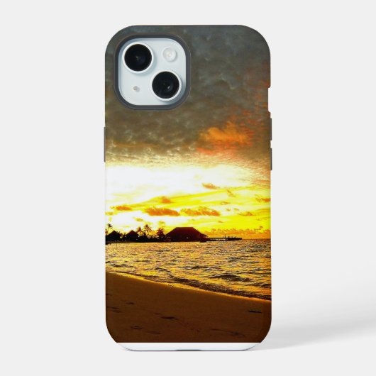 モルディブのサンセット iPhone 15ケース (裏面)