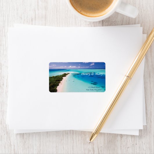 モルディブのビーチパーソナライズされた（名前とアドレス） ラベル (インサイチュ)