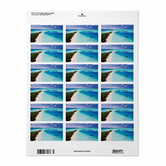 モルディブのビーチパーソナライズされた（名前とアドレス） ラベル (フルシート)