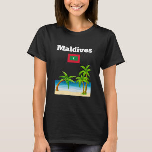 モルディブのビーチ愛好家のための旅の思い出 モルディブの国旗 Tシャツ