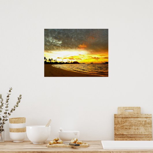 モルディブの夕日 ポスター (キッチン)