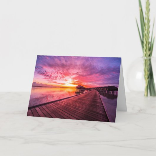 モルディブの島|水別荘リゾートの日没 カード (正面)