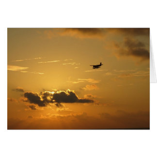 モルディブの日の出及び水上飛行機