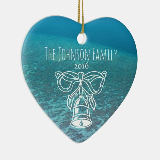 モルディブの熱帯青い海のカスタムな家族写真 セラミックオーナメント (右)