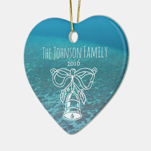 モルディブの熱帯青い海のカスタムな家族写真 セラミックオーナメント (左)