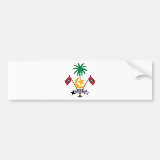 モルディブの紋章付き外衣 バンパーステッカー (正面)