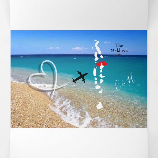 モルディブの行き先結婚式 三つ折り招待状 (内部中)