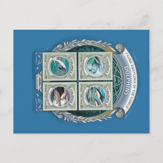 モルディブはイルカのはがきを切手する ポストカード (正面)