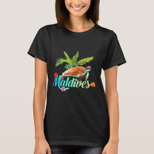 モルディブシータートルハイビスカスアイランドギフトビーチSou Tシャツ