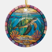 モルディブパーソナライズされたオーナメント、ウミガメ セラミックオーナメント (正面)
