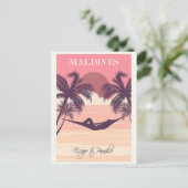 モルディブピンクヴィンテージビーチ旅行 ポストカード (スタンド正面)
