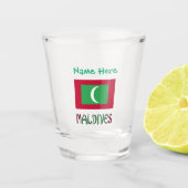 モルディブモルディブ国旗のパーソナライズされた緑 ショットグラス (正面)