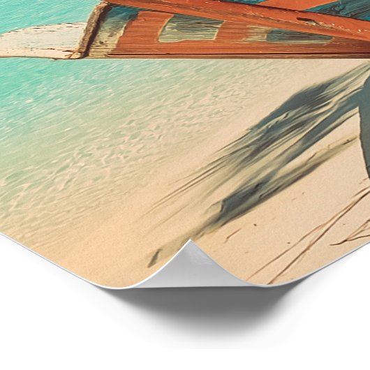 モルディブヴィンテージ熱帯ビーチ-海旅行 ポスター (角)