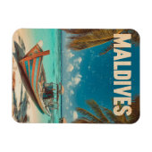 モルディブヴィンテージ熱帯ビーチ-海旅行 マグネット (横)