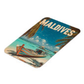 モルディブヴィンテージ熱帯ビーチ-海旅行 マグネット (左側)