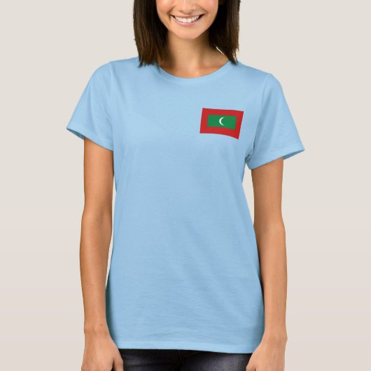 モルディブ国旗と地図dk Tシャツ (正面)