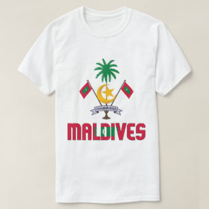 モルディブ国旗と紋章の愛国心 Tシャツ