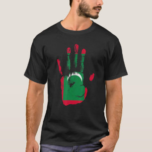 モルディブ国旗の手の男性女性の子供 Tシャツ