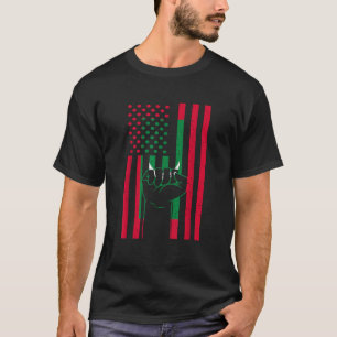 モルディブ国旗の手拳USAアメリカモルディブプライド Tシャツ