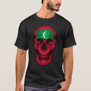 モルディブ国旗スカルモルディヴァンルーツ誇りを持った愛国的 Tシャツ
