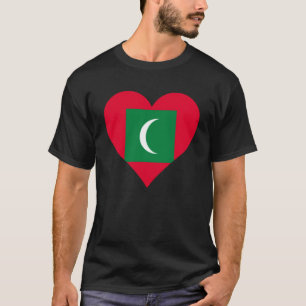 モルディブ国旗ハートモルディブラブモルディブ Tシャツ